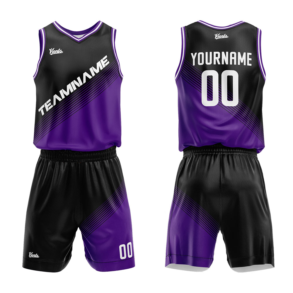 Custom Black Purple Basketball Jersey Uniform Suit Printed Your Logo Name Number