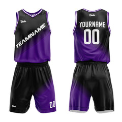 Custom Black Purple Basketball Jersey Uniform Suit Printed Your Logo Name Number