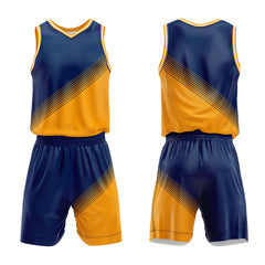 Custom Navy Yellow Basketball Jersey Uniform Suit Printed Your Logo Name Number