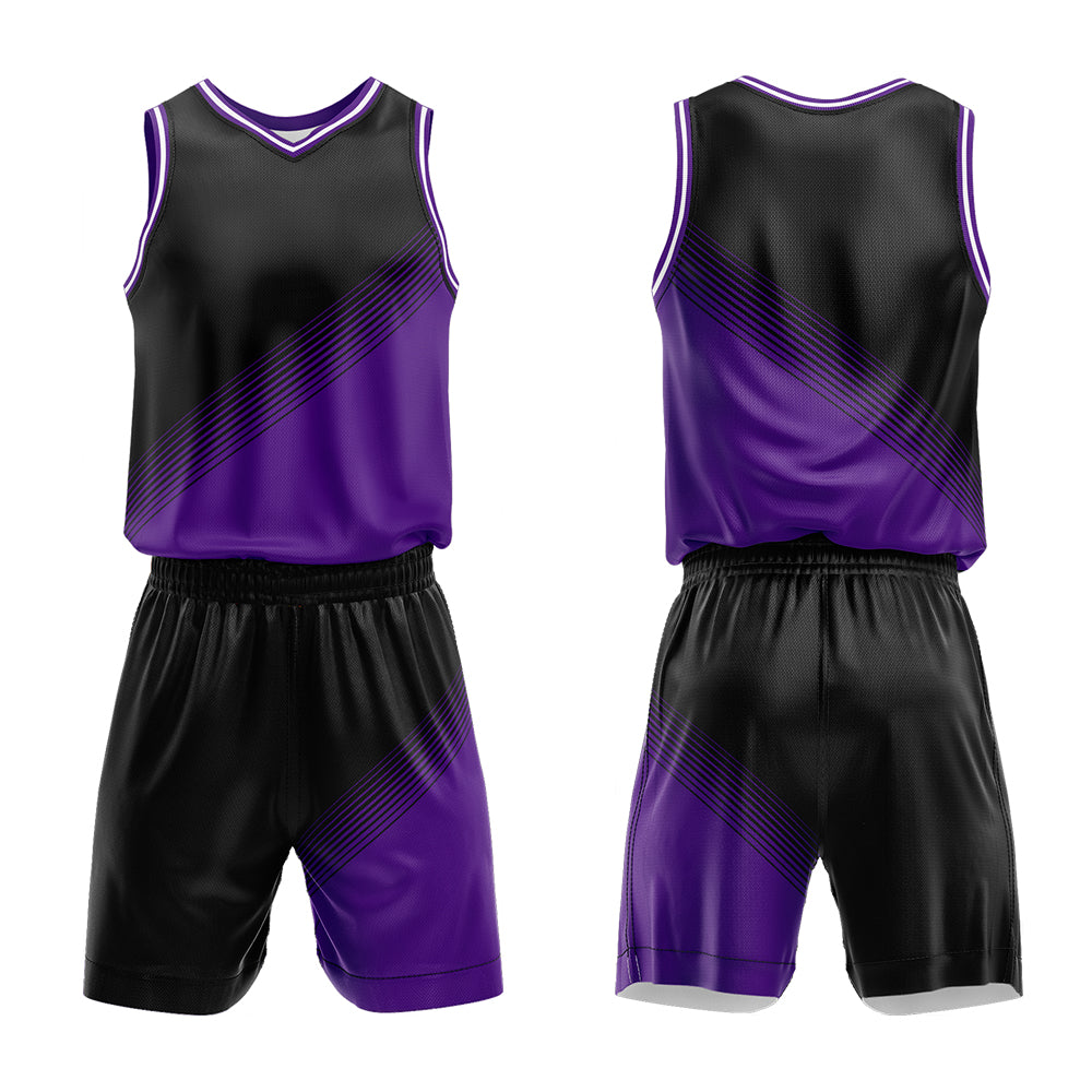 Custom Black Purple Basketball Jersey Uniform Suit Printed Your Logo Name Number