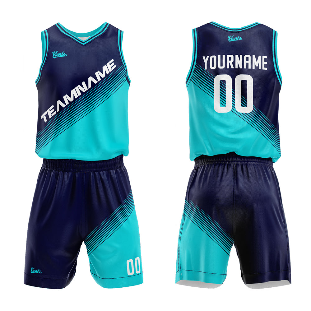 Custom Navy Teal Royal Basketball Jersey Uniform Suit Printed Your Logo Name Number