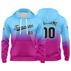 Custom Gradient Sweatshirt Hoodie For Man Woman Girl Boy Print Your Logo Name Number Light Blue Pink Purple