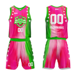 Custom Rainbow Rose Green Basketball Jersey Uniform Suit Printed Your Logo Name Number