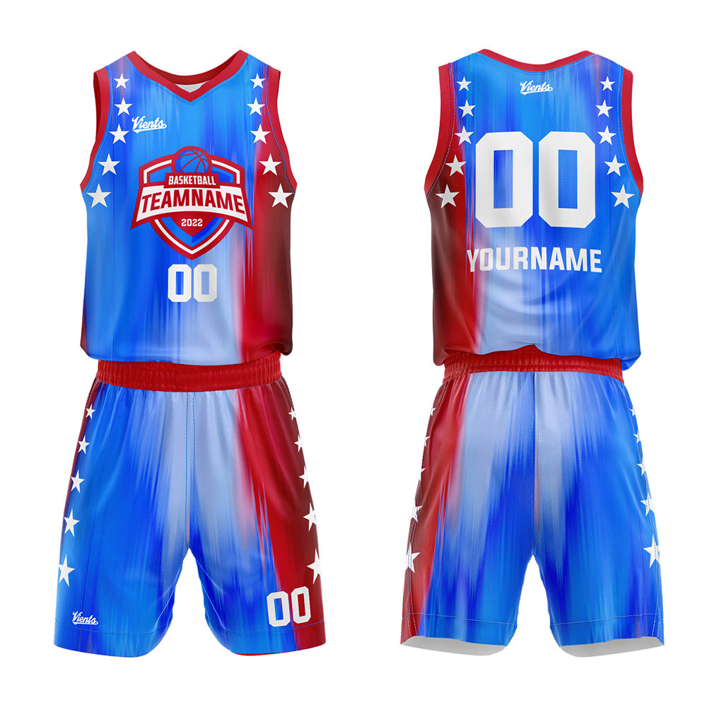 Custom Rainbow Blue Red Basketball Jersey Uniform Suit Printed Your Logo Name Number