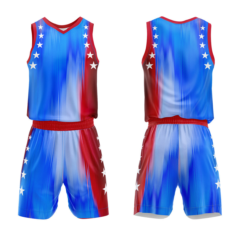 Custom Rainbow Blue Red Basketball Jersey Uniform Suit Printed Your Logo Name Number
