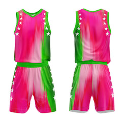 Custom Rainbow Rose Green Basketball Jersey Uniform Suit Printed Your Logo Name Number
