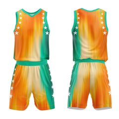 Custom Rainbow Orange Green Basketball Jersey Uniform Suit Printed Your Logo Name Number