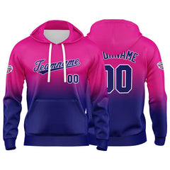 Custom Gradient Sweatshirt Hoodie For Man Woman Girl Boy Print Your Logo Name Number Fuchsia Navy