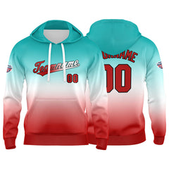 Custom Gradient Sweatshirt Hoodie For Man Woman Girl Boy Print Your Logo Name Number White Red