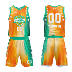 Custom Rainbow Orange Green Basketball Jersey Uniform Suit Printed Your Logo Name Number