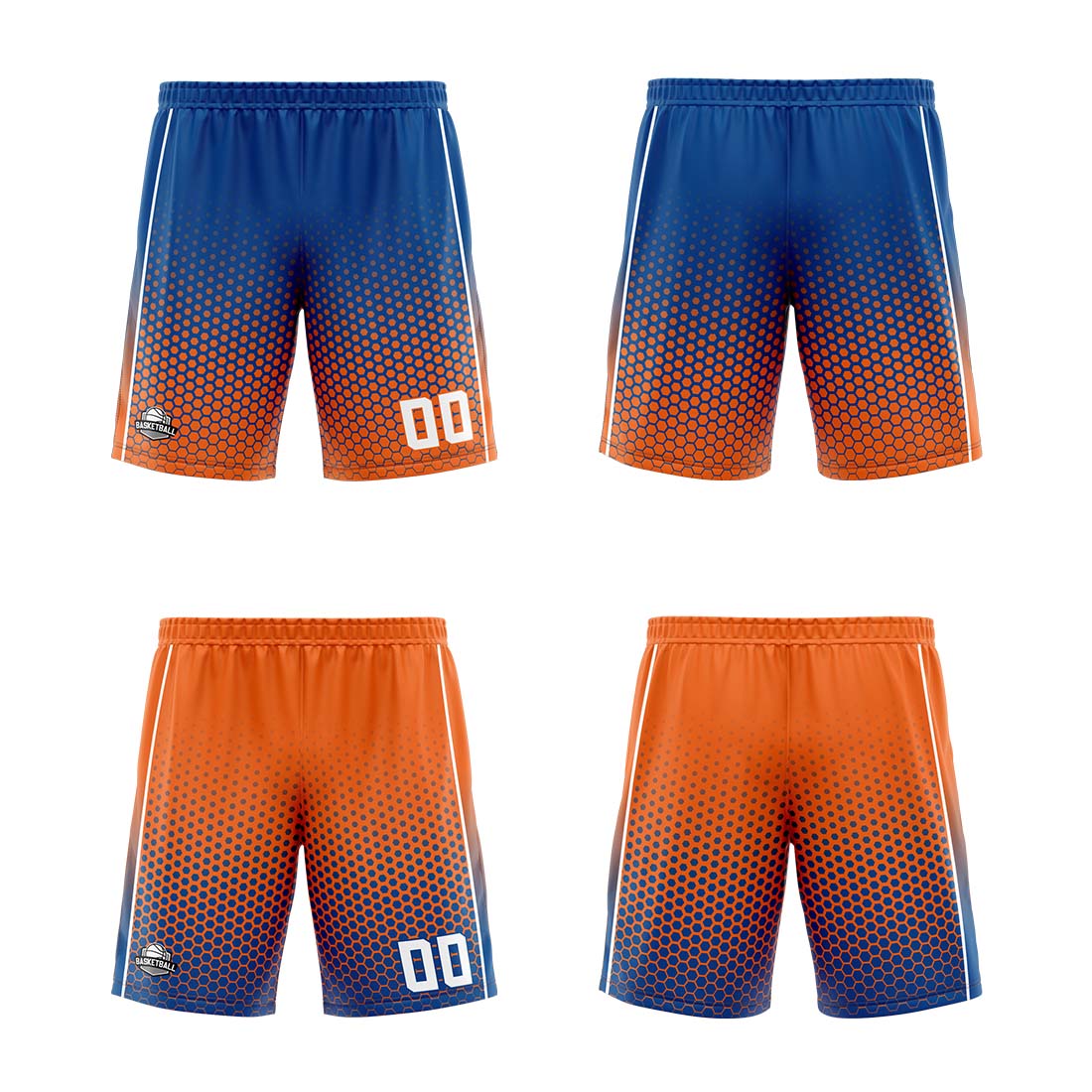 Custom Blue Orange White Reversible Basketball Suit for Adults and Kids Personalized Jersey