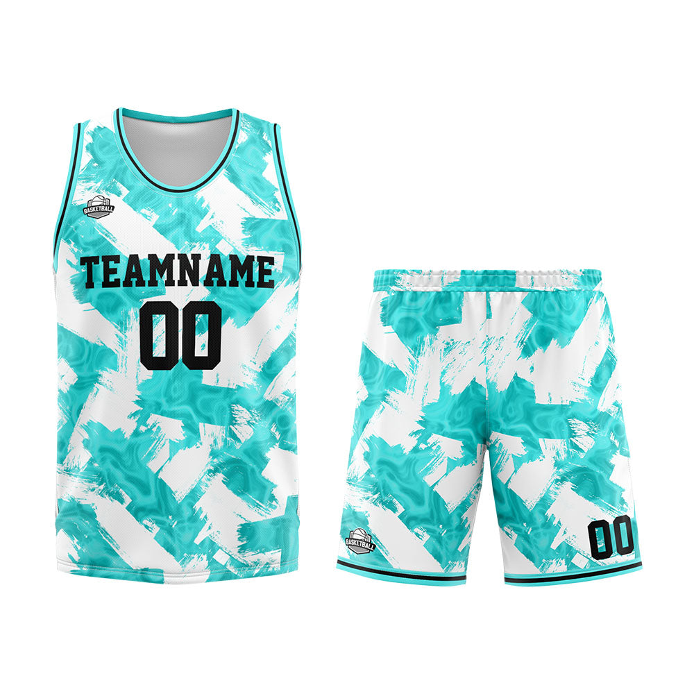 Custom Aqua White Basketball Jersey Uniform Suit Printed Your Logo Name Number