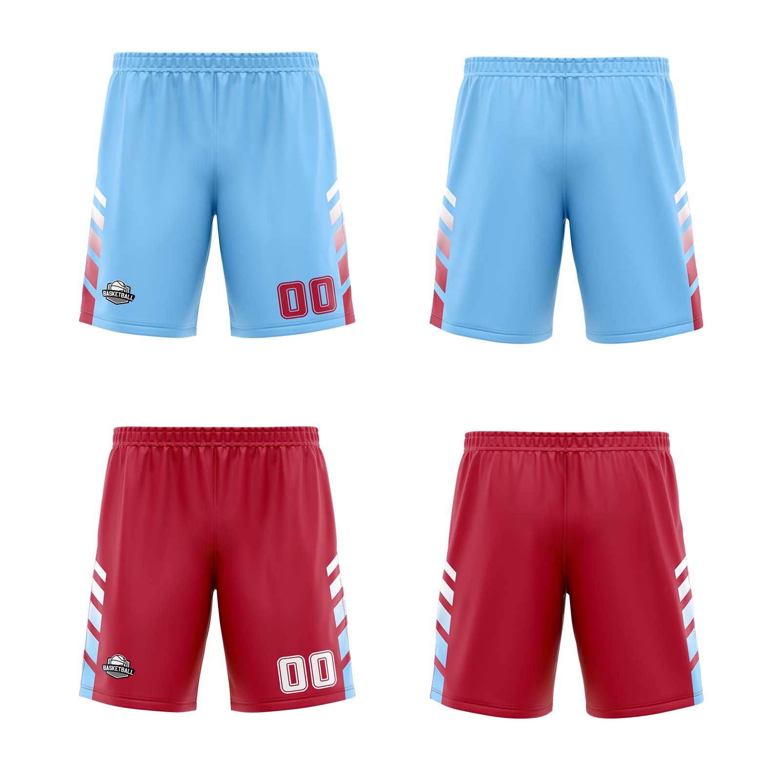Custom Light Blue White Reversible Basketball Suit for Adults and Kids Personalized Jersey