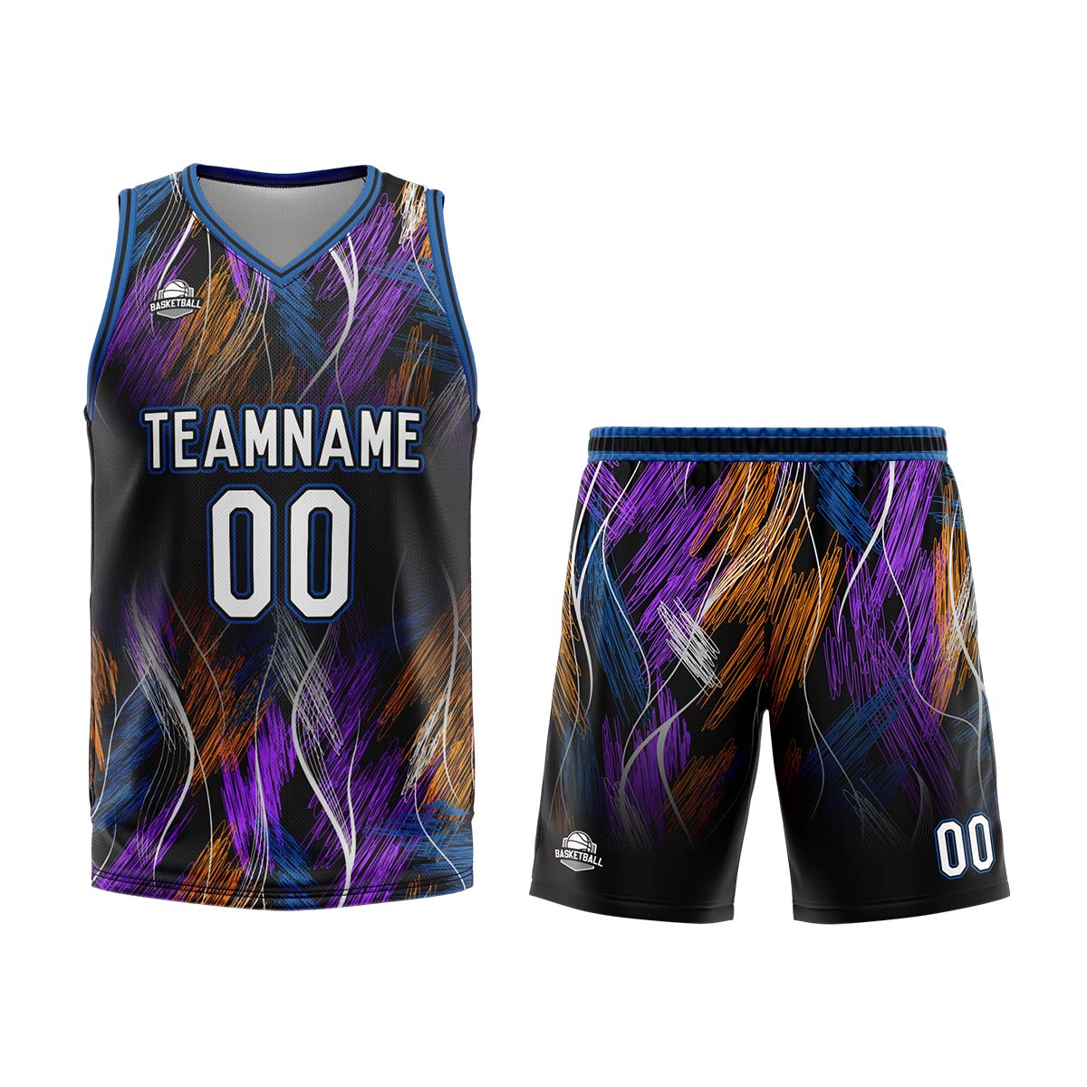 Custom Line Black Blue Basketball Jersey Uniform Suit Printed Your Logo Name Number