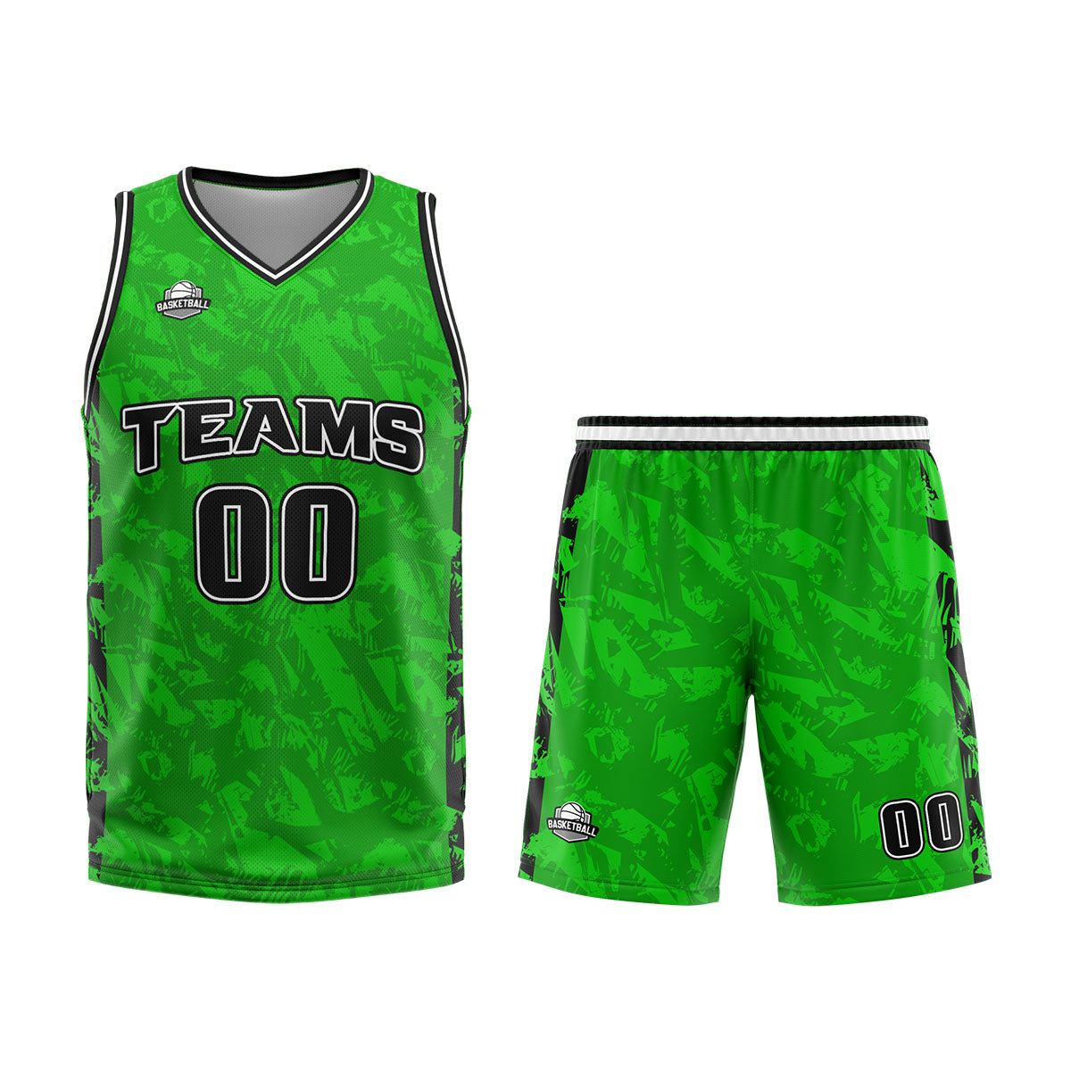 Custom Broken Green Black Basketball Jersey Uniform Suit Printed Your Logo Name Number