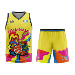 Custom Yellow Basketball Jersey Uniform Suit Printed Your Logo Name Number