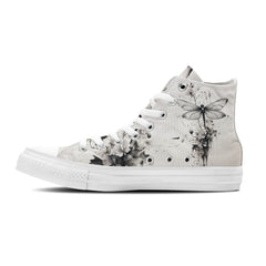 Dragonfly Dreams: Central-High Canvas Shoes featuring Japanese Ink Styling – Unisex Fashion Inspired by the Artistry of the East