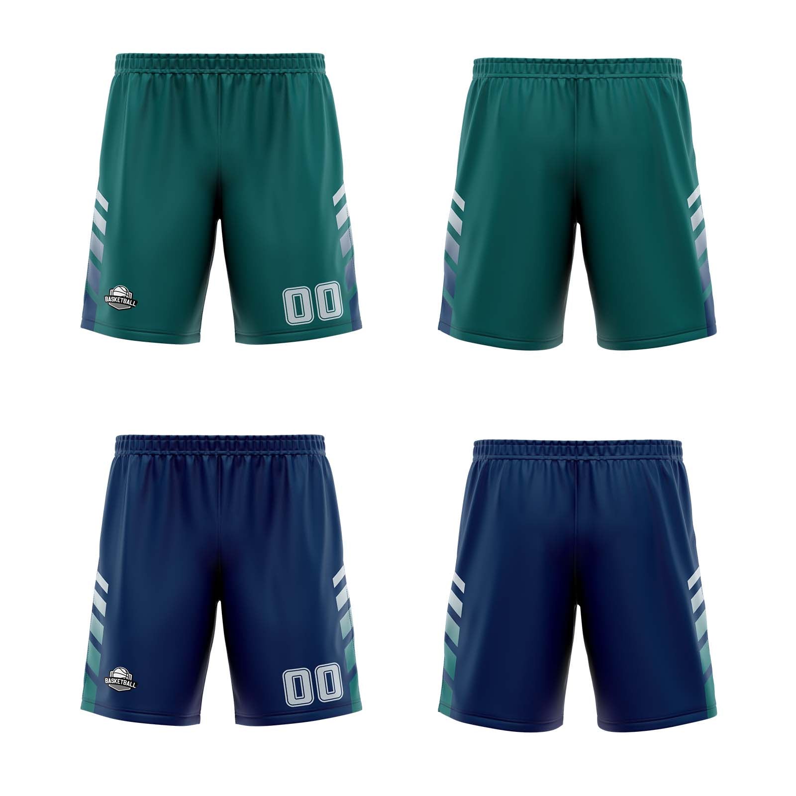Custom Midnight Green Navy Grey Reversible Basketball Suit for Adults and Kids Personalized Jersey