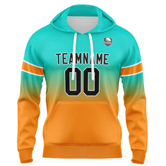 Custom Gradient Hoodie For Man Woman Girl Boy Print Your Logo Name Number Teal&Orange