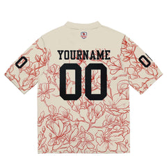 Custom Football Jersey Shirt Personalized Stitched Printed Team Name Number Cream&Red