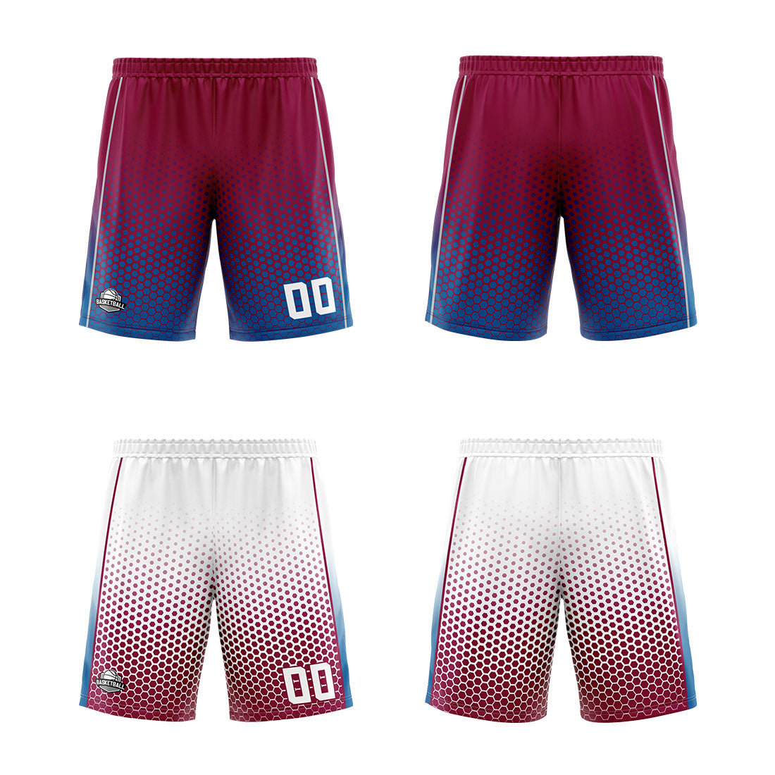 Custom Red White Blue Reversible Basketball Suit for Adults and Kids Personalized Jersey