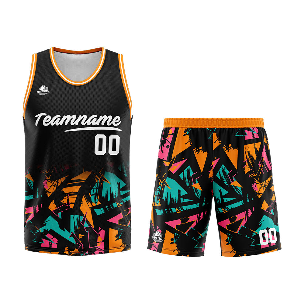 Custom Black Orange Green Basketball Jersey Uniform Suit Printed Your Logo Name Number