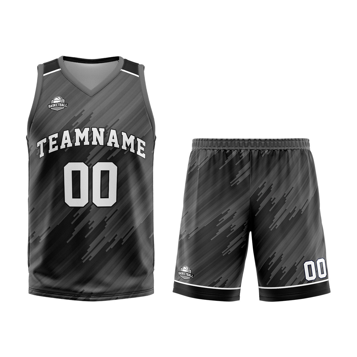 Custom Strip-Type Grey Basketball Jersey Uniform Suit Printed Your Logo Name Number