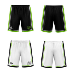 Custom Black White Neon Green Reversible Basketball Suit for Adults and Kids Personalized Jersey