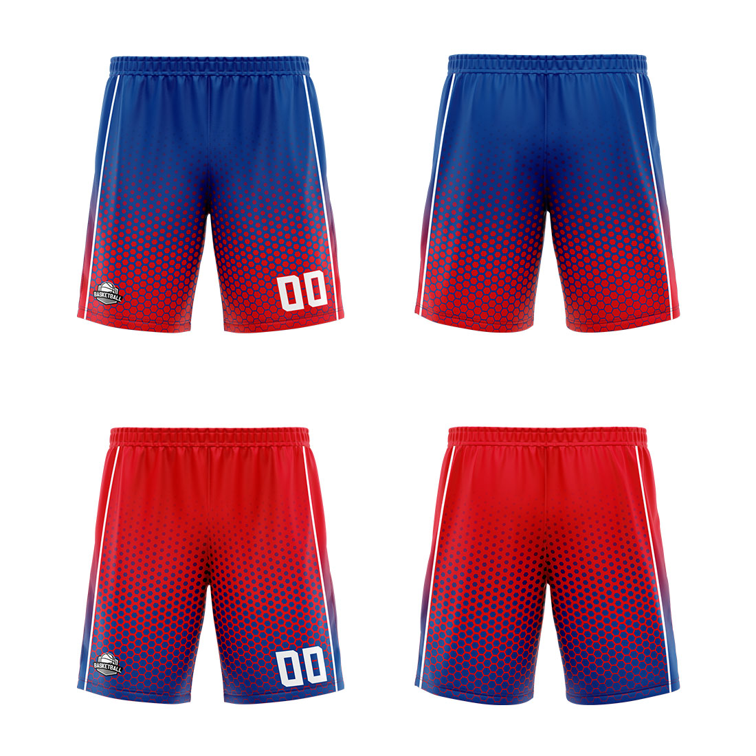 Custom Blue Red Reversible Basketball Suit for Adults and Kids Personalized Jersey