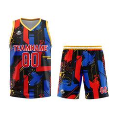 Custom Geometry Red Royal Basketball Jersey Uniform Suit Printed Your Logo Name Number