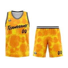 Custom Yellow leopard print Basketball Jersey Uniform Suit Printed Your Logo Name Number