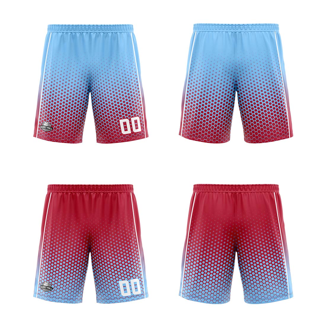 Custom Blue Red White Reversible Basketball Suit for Adults and Kids Personalized Jersey