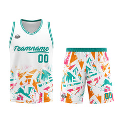 Custom White Aqua Basketball Jersey Uniform Suit Printed Your Logo Name Number