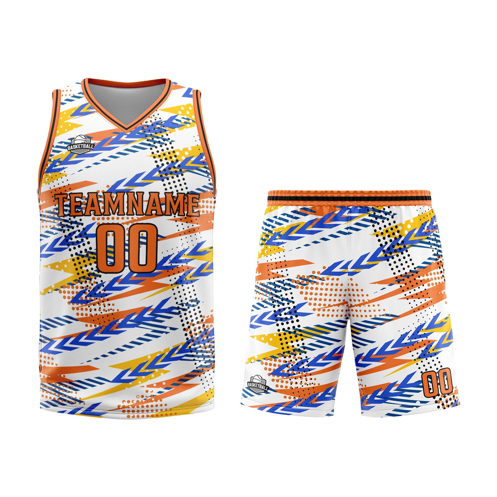 Custom White Orange Basketball Jersey Uniform Suit Printed Your Logo Name Number