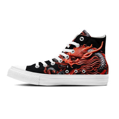 Elevate Your Style with Dragon-Inspired Mid-Top Canvas Shoes - Unisex Fashion Statement