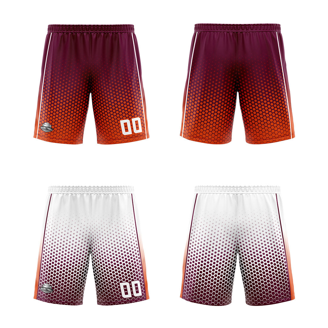 Custom Burgundy Orange White Reversible Basketball Suit for Adults and Kids Personalized Jersey