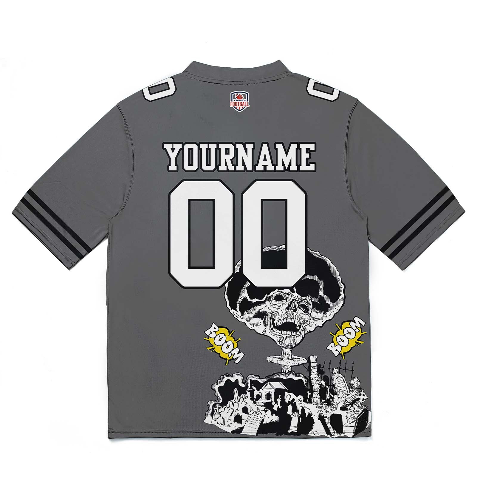 Custom Football Jersey Shirt Personalized Stitched Printed Team Name Number Grey