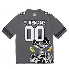 Custom Football Jersey Shirt Personalized Stitched Printed Team Name Number Grey