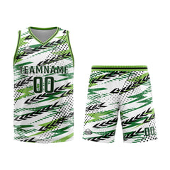 Custom White Green Basketball Jersey Uniform Suit Printed Your Logo Name Number