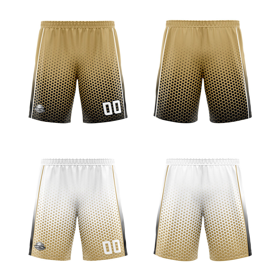 Custom Old Gold Black White Reversible Basketball Suit for Adults and Kids Personalized Jersey