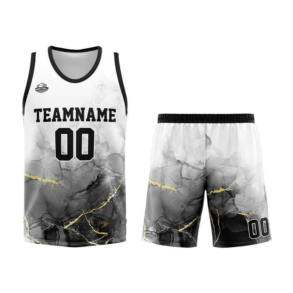 Custom Black White Basketball Jersey Uniform Suit Printed Your Logo Name Number