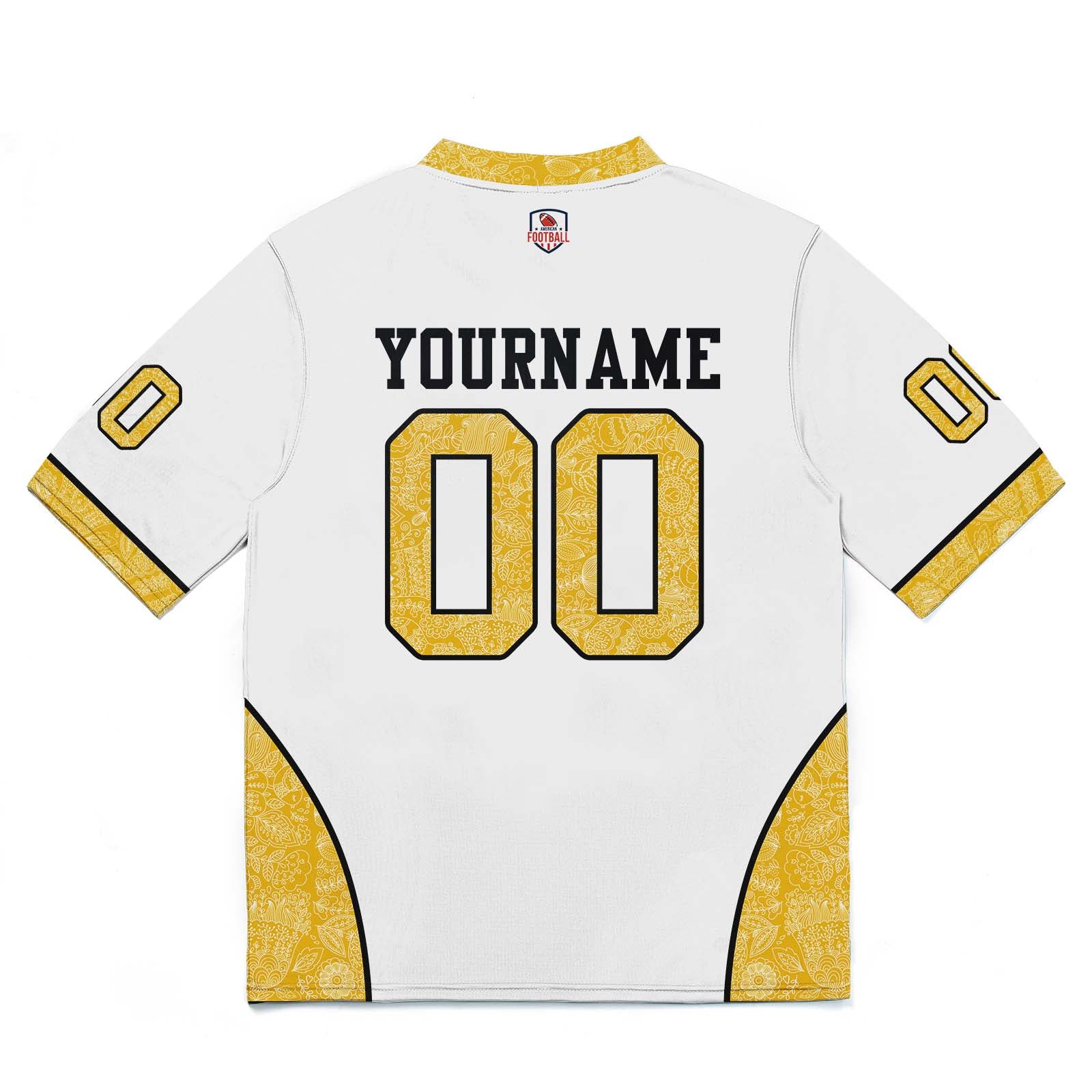 Custom Football Jersey Shirt Personalized Stitched Printed Team Name Number White&Yellow