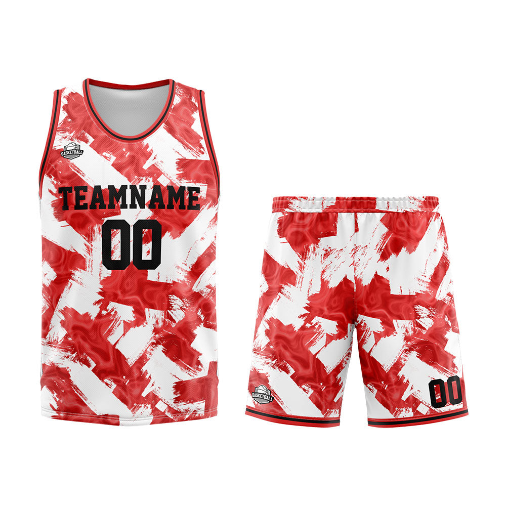Custom Red White Basketball Jersey Uniform Suit Printed Your Logo Name Number