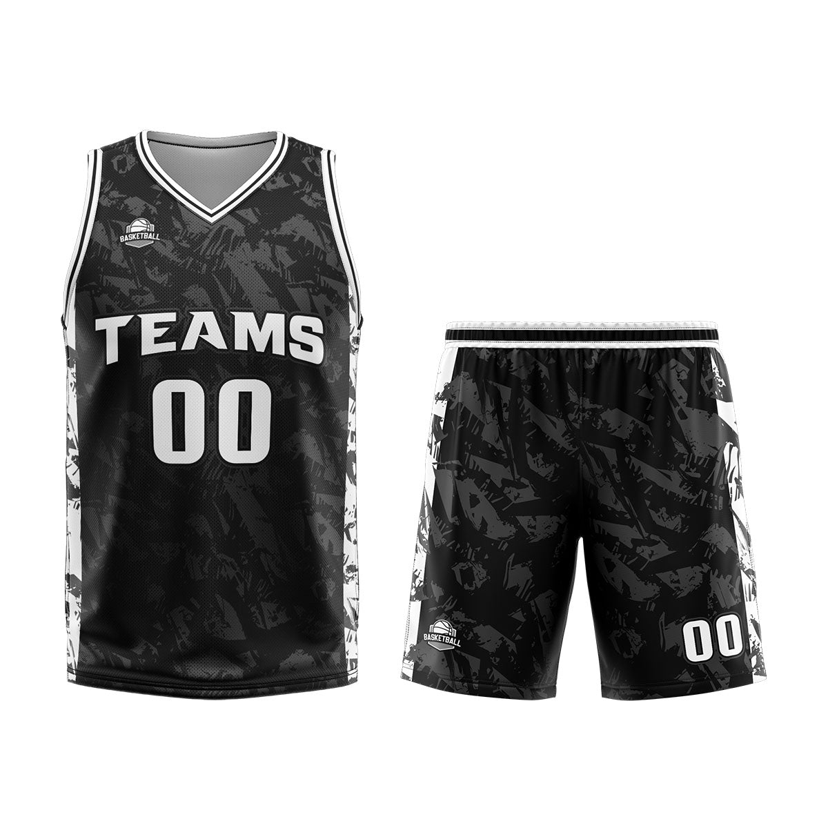 Custom Broken Black Grey Basketball Jersey Uniform Suit Printed Your Logo Name Number