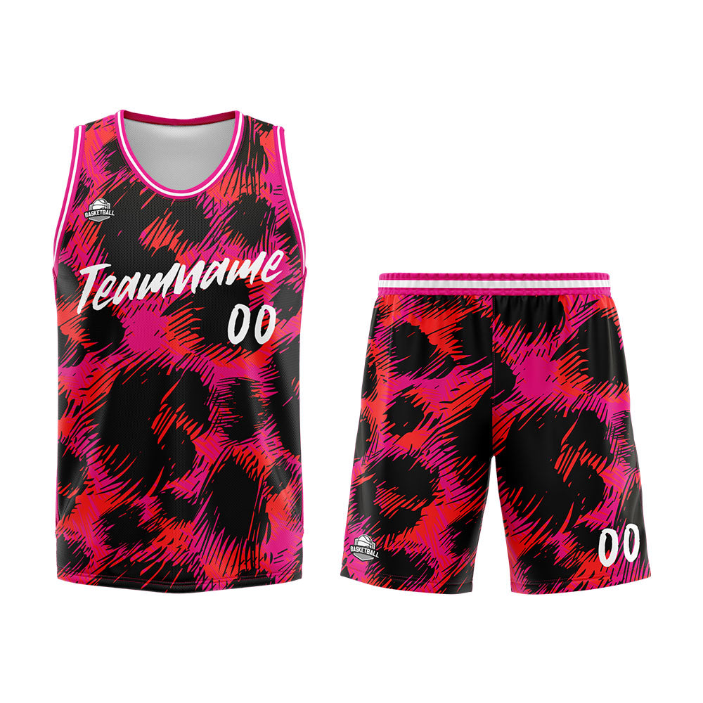 Custom Pink leopard print Basketball Jersey Uniform Suit Printed Your Logo Name Number