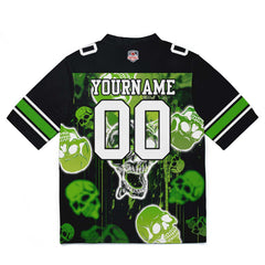 Custom Football Jersey Shirt Personalized Stitched Printed Team Name Number Graffiti skull-Green
