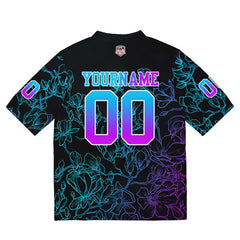 Custom Football Jersey Shirt Personalized Stitched Printed Team Name Number Pink blue gradient