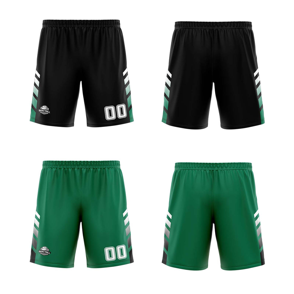 Custom Black Green White Reversible Basketball Suit for Adults and Kids Personalized Jersey