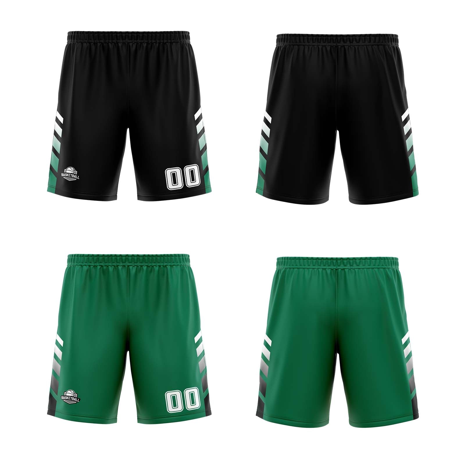 Custom Black Green White Reversible Basketball Suit for Adults and Kids Personalized Jersey
