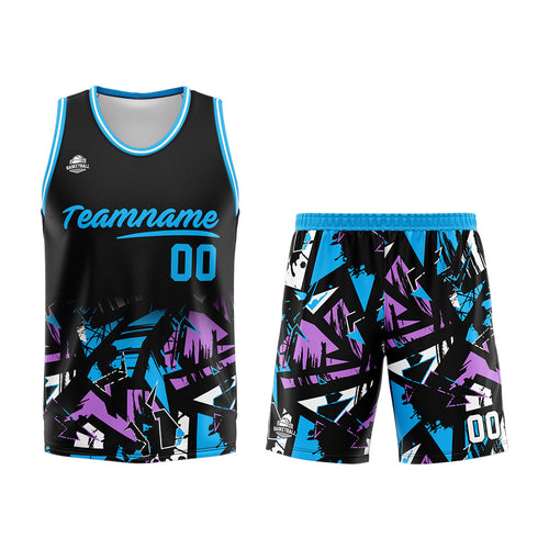 Custom Black Light Blue Basketball Jersey Uniform Suit Printed Your Logo Name Number
